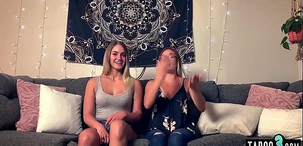  Blonde teen lesbians Katie Kush and Kenzie Madison tasting each others fresh pussies